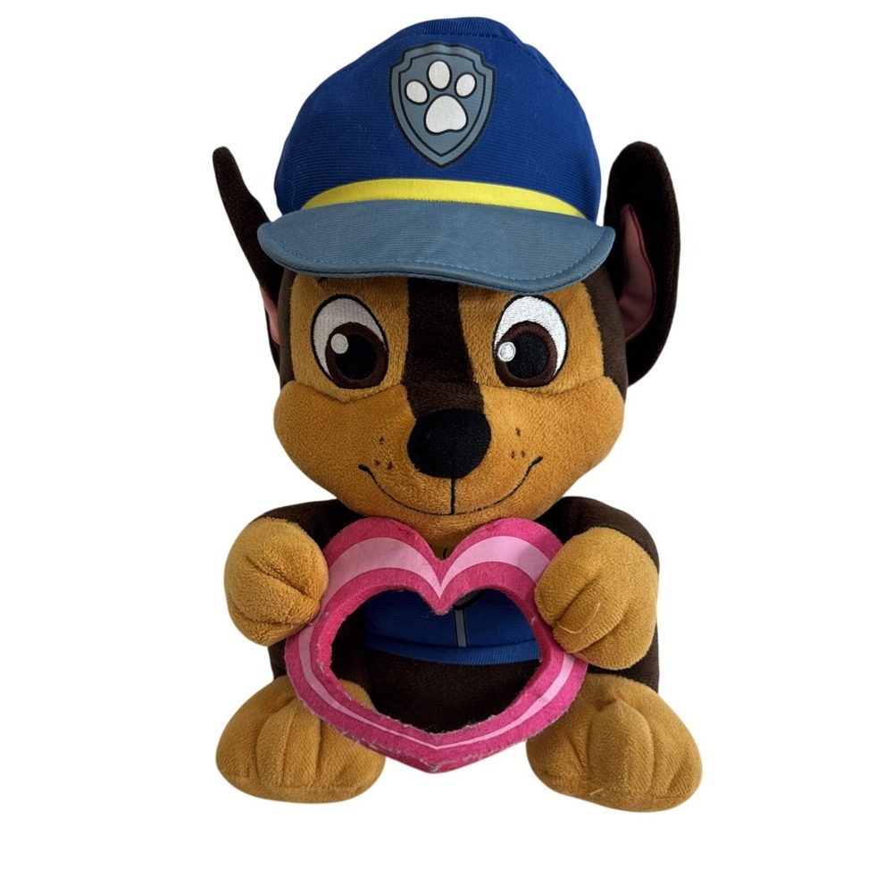 Nickelodeon Paw‎ Patrol Chase Plush Toy Heart Blue Hat 2021 Valentine
